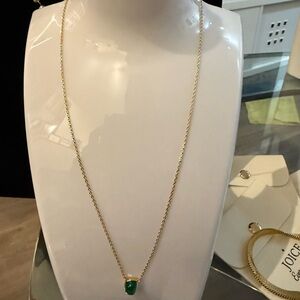 Gold Necklace with Green Pendant